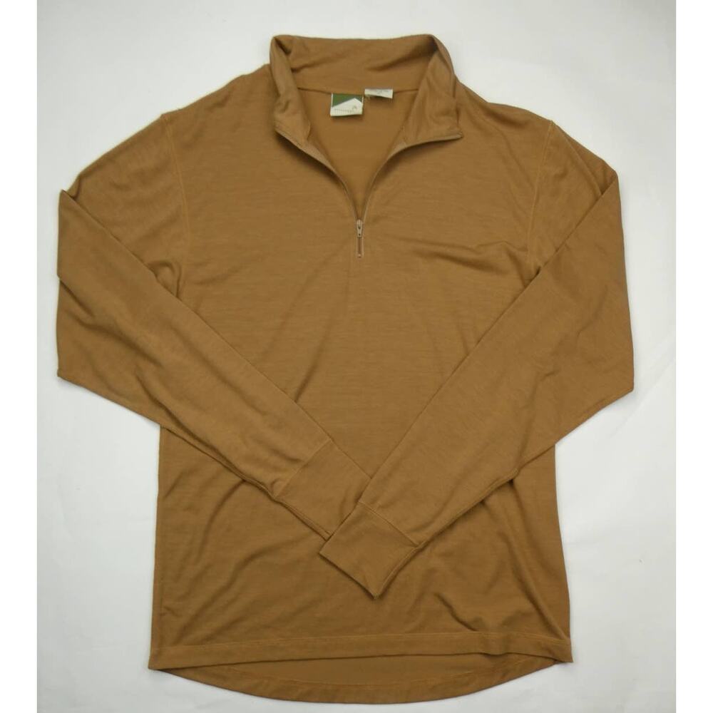 Allegheny Trail men's 1/4 zip Henley shirt, brown, size: large, NEW